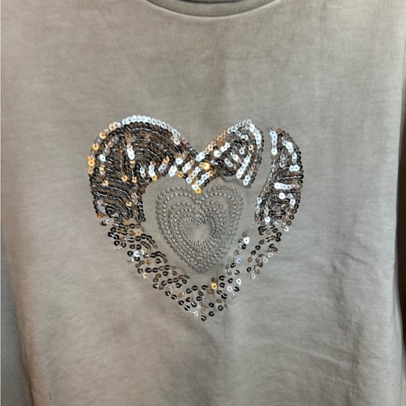 Heimatliebe Made In Italy Y2K Sequin Heart Burnout Sweatshirt - Picture 5 of 5